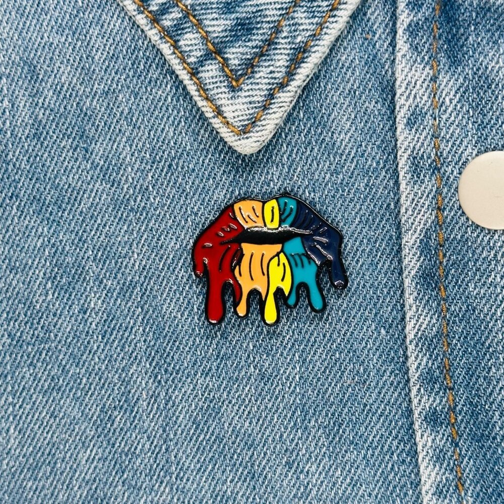 ⭐Cartoon Rainbow Lip Melting Enamel Pin Colorful Badge Brooch multicolor sexy